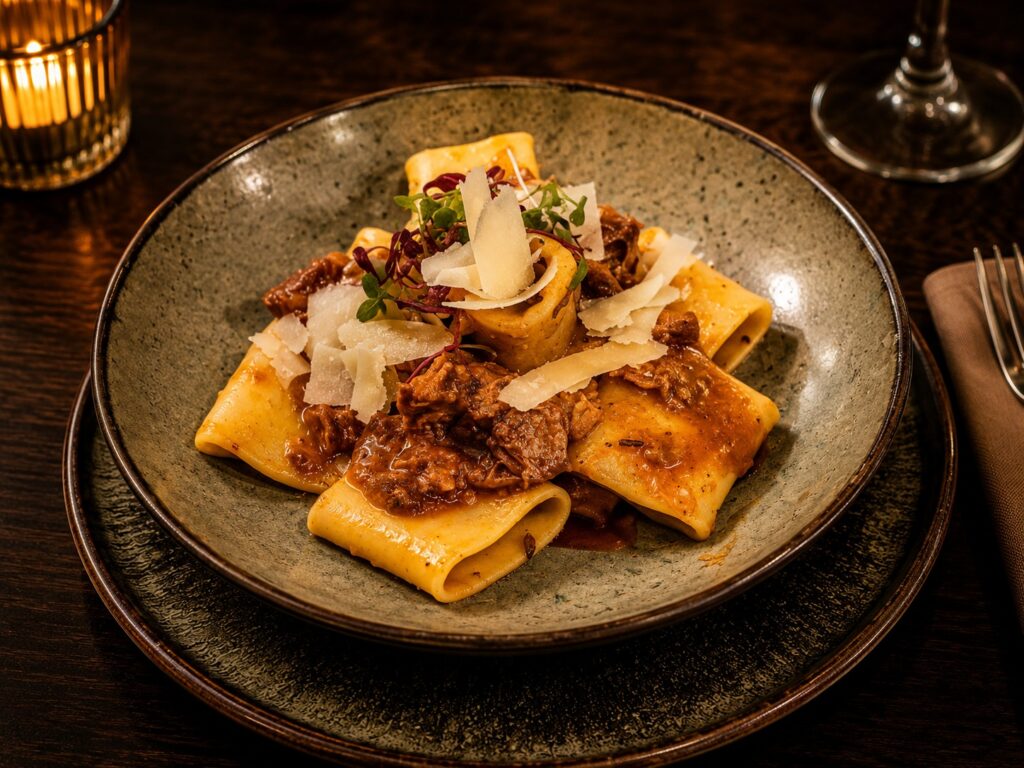 Rigatoni with Tuscan pork sausages & veal meatballs